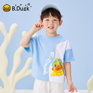 B.Duck小黄鸭童装男童短袖小童T恤2024夏季款儿童印花半袖上衣 黄色 100cm