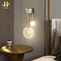 幻色（HUANSE）金色轻奢LED壁灯卧室床头灯现代简约客厅背景墙蝴蝶吸顶北欧灯具 （左边）暖光15W 适用于3-8平