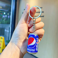婕茵桐 新款仿真迷你易拉罐可樂雪碧鑰匙圈創意鑰匙扣 易拉罐-百事可樂