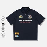 the Simpsons 男女同款美式复古重磅POLO衫男士夏季潮牌宽松百搭短袖T恤衫