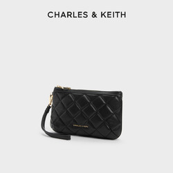 CHARLES & KEITH CHARLES&KEITH24夏新款CK6-20681130絎縫菱格拉鏈柔軟腕套錢包女