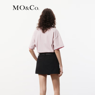MO&Co.2024夏抗菌防螨樱桃印花宽松圆领短袖T恤MBD2TEET57 淡粉色 M/165