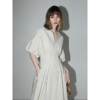 COCO BELLA 预售COCOBELLA肌理感捏褶法式连衣裙赫本风优雅茶歇裙长裙FR3033