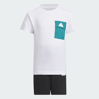 阿迪达斯（adidas）童装24夏季男小童休闲运动短袖套装儿童T恤短裤两件套IT4043 140cm