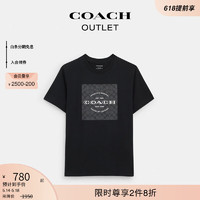COACH 蔻驰 奥莱男士男装经典标志SQUARE T恤春夏款短袖 黑色 S