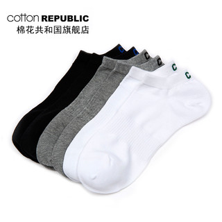 棉花共和国男士袜子1双运动短袜纯色船袜子男 白色 均码