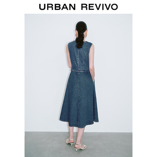 UR2024夏季女装复古休闲假两件无袖牛仔连衣裙UWG840160 蓝色 XL