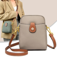 西柏莱真皮手机包包女包2024年夏季时尚迷你头层牛皮女士斜挎包百搭mini小包包女 奶咖色