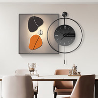 集簡季 餐廳裝飾畫現代輕奢高檔餐桌背景墻壁畫時尚鐘表掛畫 維度空間