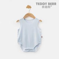 泰迪熊 嬰兒莫代爾包屁衣夏季嬰童哈衣爬服背心連體衣薄款透氣寶寶睡衣