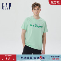 Gap 盖璞 男女装夏季LOGO纯棉运动短袖T恤670402潮流休闲上衣 淡绿色 180/96A(M)