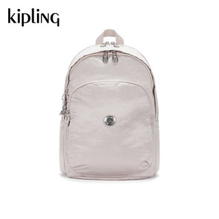 Kipling【520】女款大容量旅行小饱包双肩背包|DELIA系列 M-微光银
