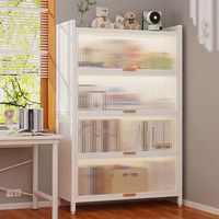 Gouji 构际 钢制书柜带玻璃门书架落地家用客厅储物柜防尘展示柜铁艺置物架子