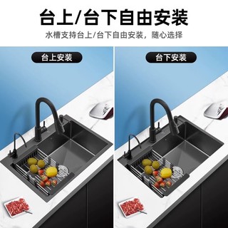 千家乐 加厚厨房不锈钢水槽纳米大单槽台上洗碗水池家用手工洗菜盆
