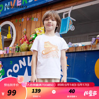 Converse匡威儿童童装男童短袖T恤2024夏季中大童休闲上衣潮 纯白色 140/68