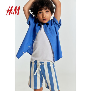 H&M2024夏季童装男童印花短卫裤1228402 蓝色/条纹 120/53