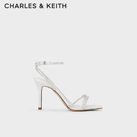 CHARLES&KEITH24春季法式亮钻一字带高跟凉鞋女CK1-60280423 White白色 40