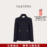 华伦天奴VALENTINO女士TEXTURE DOUBLE CREPE外套 海军蓝色 36