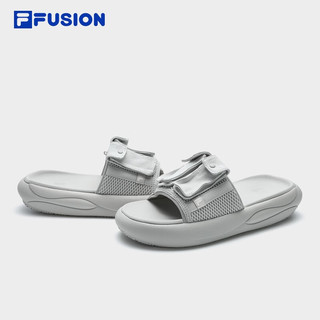 FILA FUSION斐乐潮牌男鞋ZIP UP SLIPPER拖鞋2024夏运动凉拖 南极灰-AT 35.5