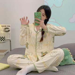 婧麒（JOYNCLEON）月子服春夏产后喂奶家居服休闲开衫睡衣套装 小恐龙Jyz112015 M码