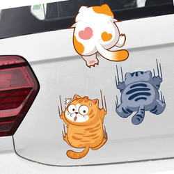 威曼斯 创意卡通趣味猫咪车贴宠物猫汽车贴纸个性反光电动车摩托车身贴 坐立猫3件套-小号