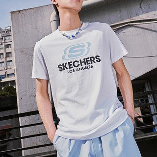 SKECHERS 斯凯奇 短袖男女春夏季白色速干运动潮流圆领T恤