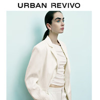 URBAN REVIVO 夏季女装魅力通勤廓形翻驳领西装外套 UWG140049 本白 M