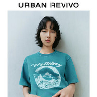 URBAN REVIVO 女士休闲复古水洗做旧印花棉质T恤 UWL440119