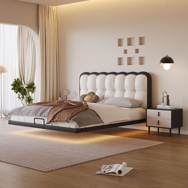 兴隆芳华 意式软包猫爪皮悬浮1.8米双人泡芙床1.5米现代简约主卧床