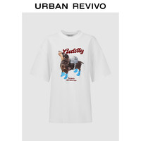 URBAN REVIVO 夏季女装休闲百搭撞色萌宠印花短袖T恤 UWU440081 本白 XS