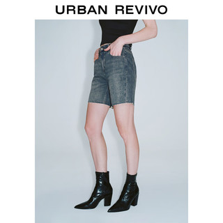 URBAN REVIVO 女士时髦复古水洗棉质休闲牛仔短裤 UWG840175 浅蓝  27
