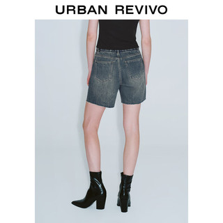 URBAN REVIVO 女士时髦复古水洗棉质休闲牛仔短裤 UWG840175 浅蓝  27