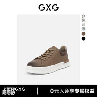 GXG男鞋板鞋男鞋百搭轻便休闲鞋商务休闲板鞋男休闲皮鞋 棕色 39
