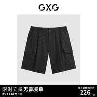 GXG男装 2024年夏季满印休闲宽松休闲裤五分裤短裤男工装裤 黑色 1