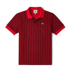 LACOSTE 拉科斯特 法国鳄鱼男装绿色印花翻领短袖休闲商务POLO衫