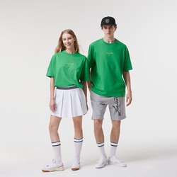 LACOSTE 拉科斯特 法国鳄鱼情侣装男女同款秋季时尚圆领短袖T恤男