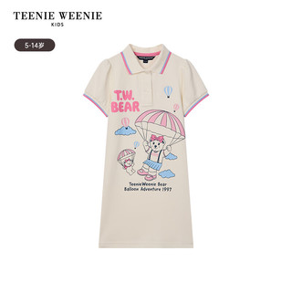 Teenie Weenie Kids小熊童装24夏季女童凉感清新POLO领连衣裙 象牙白 130cm