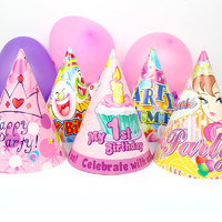 鲸奇 生日派对帽子 儿童生日派对布置装饰用品 成人尖角帽 宝宝周岁帽