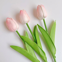 塔洛克（tulloch）郁金香假花仿真花擺設房間臥室客廳家居裝飾餐桌擺件干花永生花束 3朵粉白色