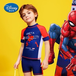 Disney 迪士尼 兒童泳衣男童中大童速干防曬分體小男孩寶寶游泳衣蜘蛛俠