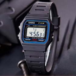 CASIO 卡西欧 手表复古小方块儿童学生男女防水电子手表W-800/F-91