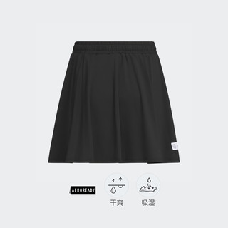 adidas速干舒适宽松半身短裙女大童儿童夏季阿迪达斯轻运动 黑色/白 140CM