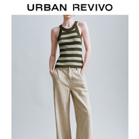 URBAN REVIVO 女士复古休闲百搭明线阔腿牛仔裤 UWH840066 卡其 28