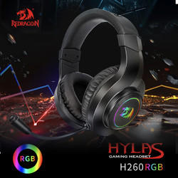 REDRAGON 紅龍 H260 游戲耳機 電競耳機 頭戴式耳機 降噪麥克風 RGB燈效-黑色