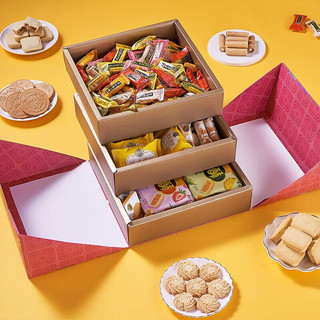 徐福记年货礼盒凤梨酥酥糖  零食大礼包饼干萨琪玛 福运来三层礼盒 2000g