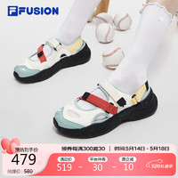 FILA 斐乐 FUSION斐乐潮牌玛丽珍凉鞋女鞋2024夏凉拖魔术贴海螺沙滩鞋