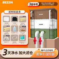 Bessn 周轉箱過濾箱過濾器滴流盒魚缸過濾盒外置上濾整套魚池水循環系統 大號3層
