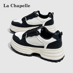 La Chapelle 拉夏贝尔 女鞋厚底增高小白鞋女百搭ins韩版潮流休闲板鞋子女 黑色 35