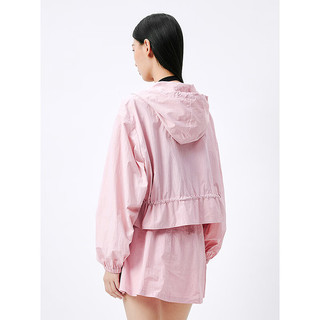 太平鸟粉色防晒服运动套装女2024夏装设计感撞色户外夹克外套 粉色外套 L