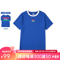 Kappa Kids卡帕儿童夏季短袖印花图案舒适简约百搭男女童T恤校园上衣 宝蓝色   140